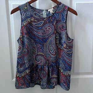 J. Crew Paisley Peplum Top